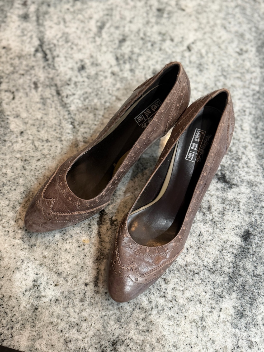 Coach and Four Brown Leather Wingtip Pointed Pumps